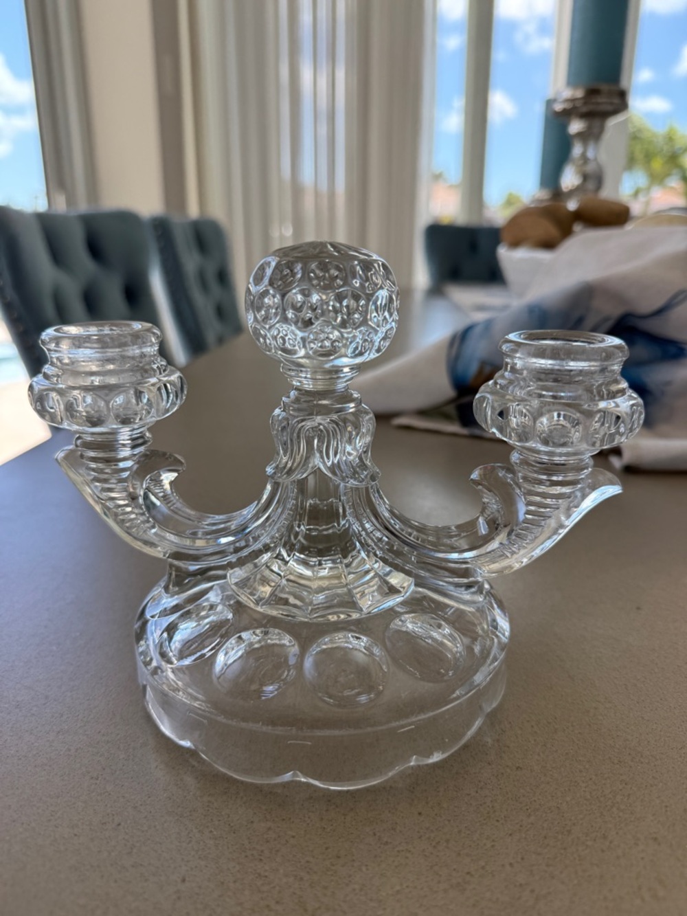 Vintage Heisey glass 2 light candlelabra - Picture 9 of 13